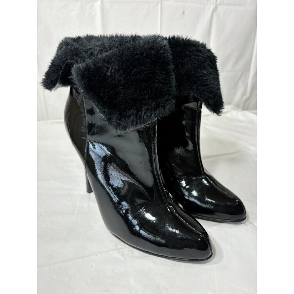 Colin Stuart For Victoria's Secret Booties High Heels Suede Fur Buckle Size 9 B